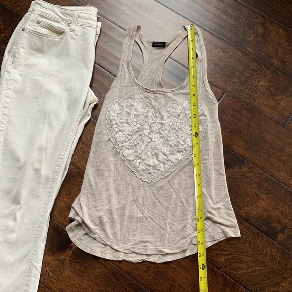 Poetry Cream Heart Tank Top Size Medium- See Measurements - Picture 3 of 5